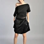 Fusta neagra petrecuta cu buzunar lateral