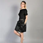 Fusta neagra petrecuta cu buzunar lateral