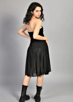 Rochie mesh negru cu decolteu sub forma de inima - Image 3