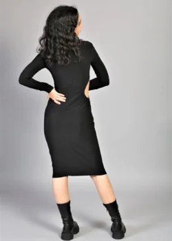 Rochie din lycra neagra, decupata lateral - Image 2