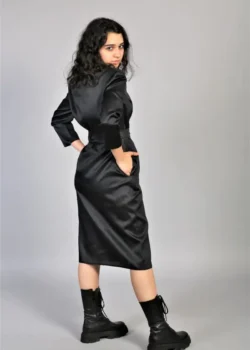 Rochie petrecuta neagra cu buzunare laterale - Image 3