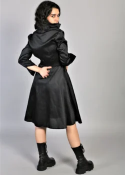 Rochie tip camasa neagra cu buzunare laterale - Image 3
