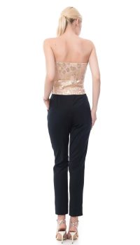 Corset roz din brocart cu flori - imagine 4