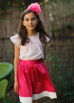 Bluza alba eleganta din batist incretita la gat si maneci