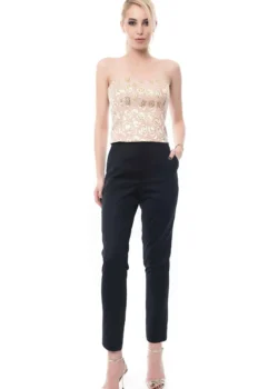 Corset roz din brocart cu flori