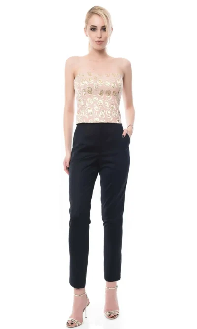 Corset roz din brocart cu flori