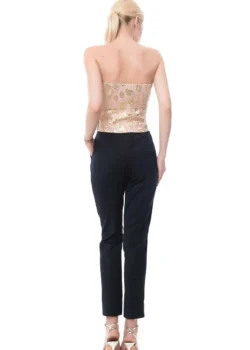Corset roz din brocart cu flori