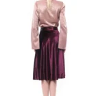 Fusta clos din catifea mov cu buzunare