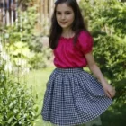 Fusta din bumbac in carouri si fir argintiu