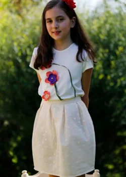 Fusta gogosar din tul nude cu buline