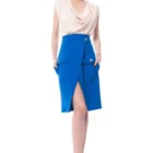 Fusta petrecuta din stofa albastra