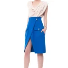 Fusta petrecuta din stofa albastra