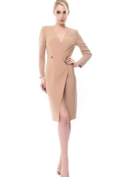 Rochie petrecuta din matase nude