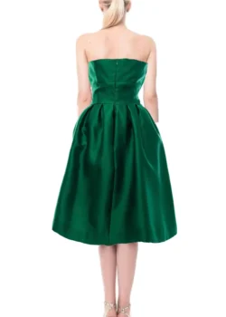 Rochie verde cu pliuri pe corset - Image 2