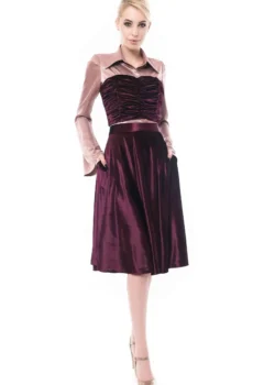 Top-Corset fronsat din catifea mov inchis