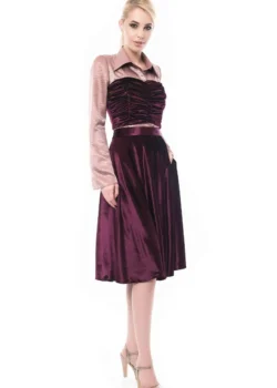 Top-Corset fronsat din catifea mov inchis