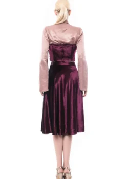 Top-Corset fronsat din catifea mov inchis