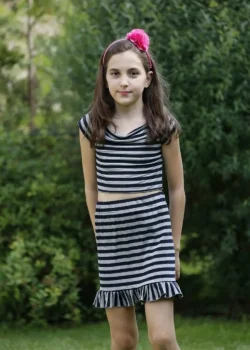 Tricou scurt din bbc in dungi - Image 2