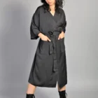 rochie cu buzunare aplicate tip halat matase naturala