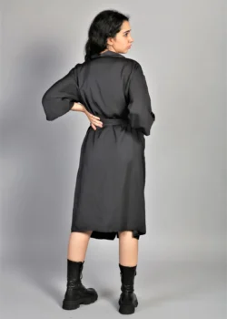 rochie cu buzunare aplicate tip halat matase naturala